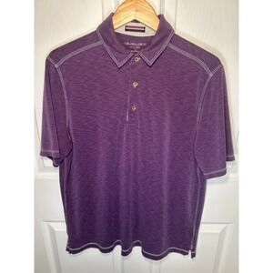 Johnston Murphy Mens Purple Short Sleeve Polo Shirt Size L Modal Blend